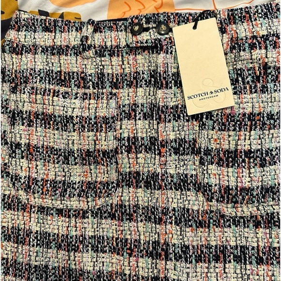 NWT Scotch & Soda SPECIAL TWEED MINI Short Multi color Side Zip Pockets SKIRT M - Picture 6 of 10